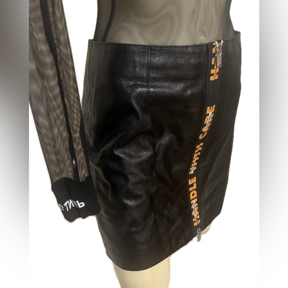 Heron Preston Leather Zip-Up Mini Skirt - Picture 4 of 7